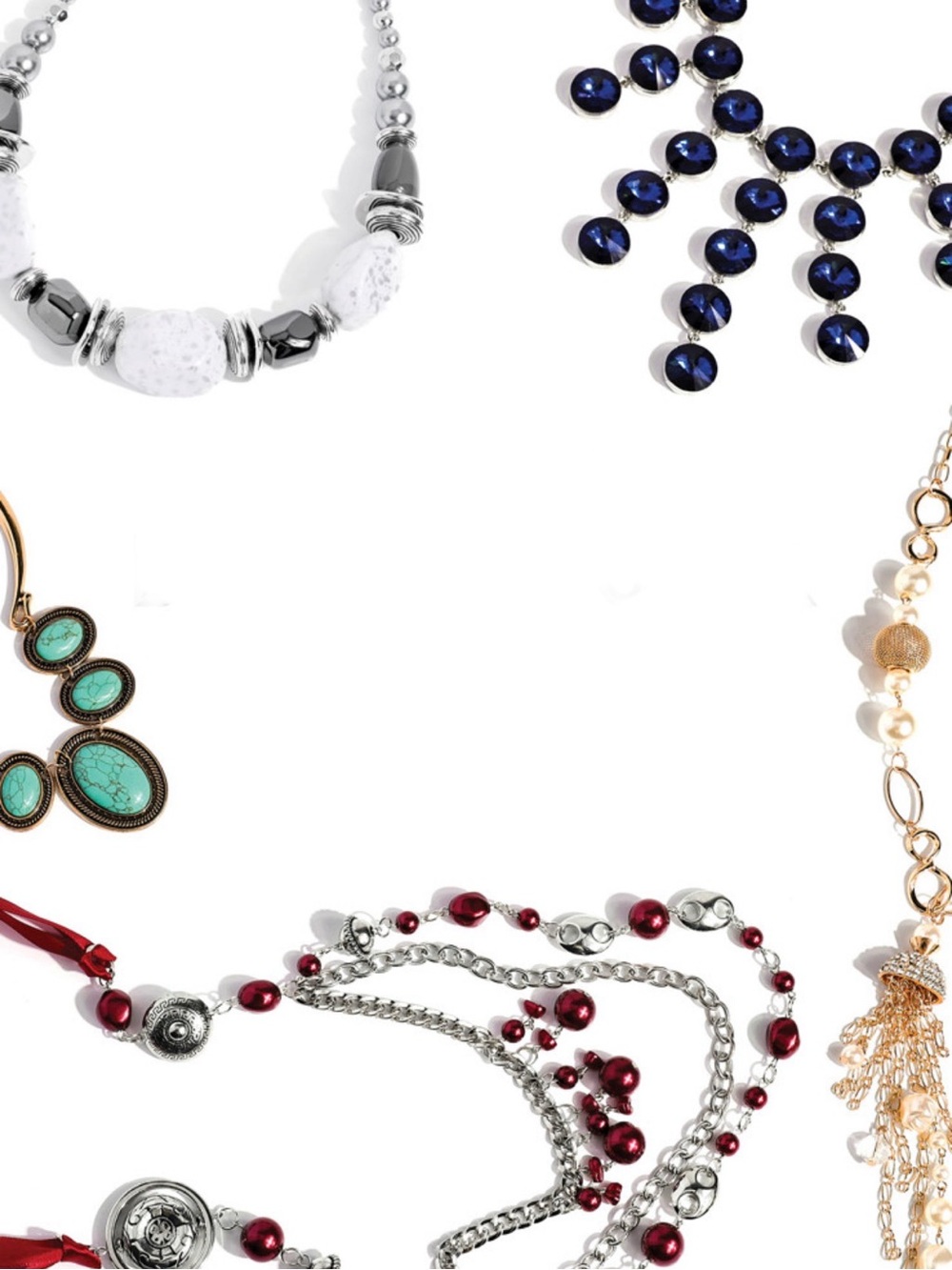 Paparazzi Mixed Multi-Necklace Set in Blue, Turquoise, Red, White and Gold Tones